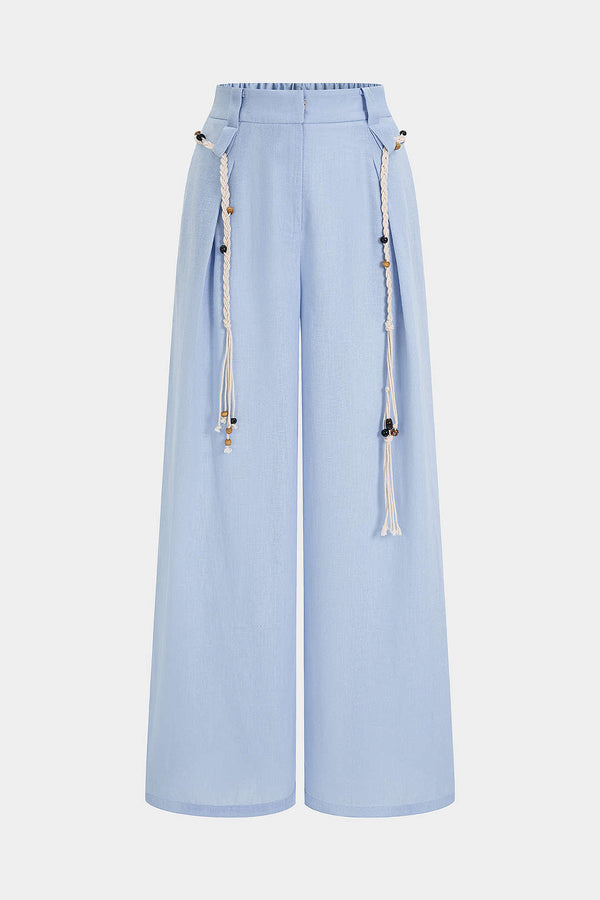 Romy - Broek met riem en wijde pijpen