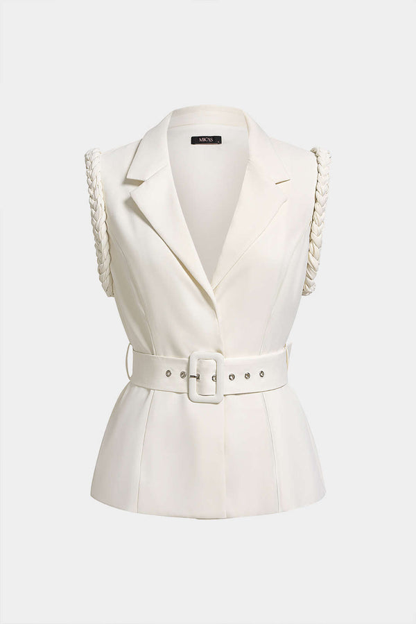 Gilet met reverskraag en riem