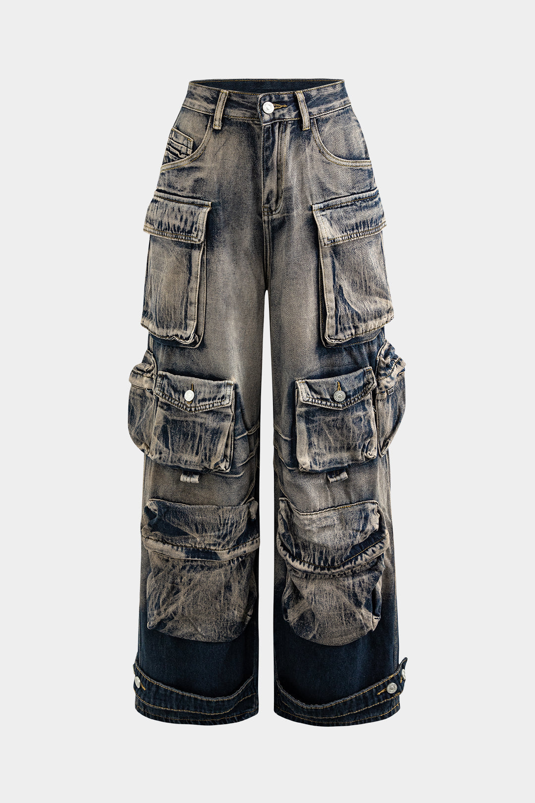 Gaia - Jeans met zakken, wijde pijpen en cargozakken