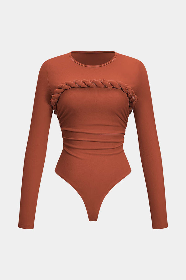 Body met gedraaid detail, knoopdetail en ruches