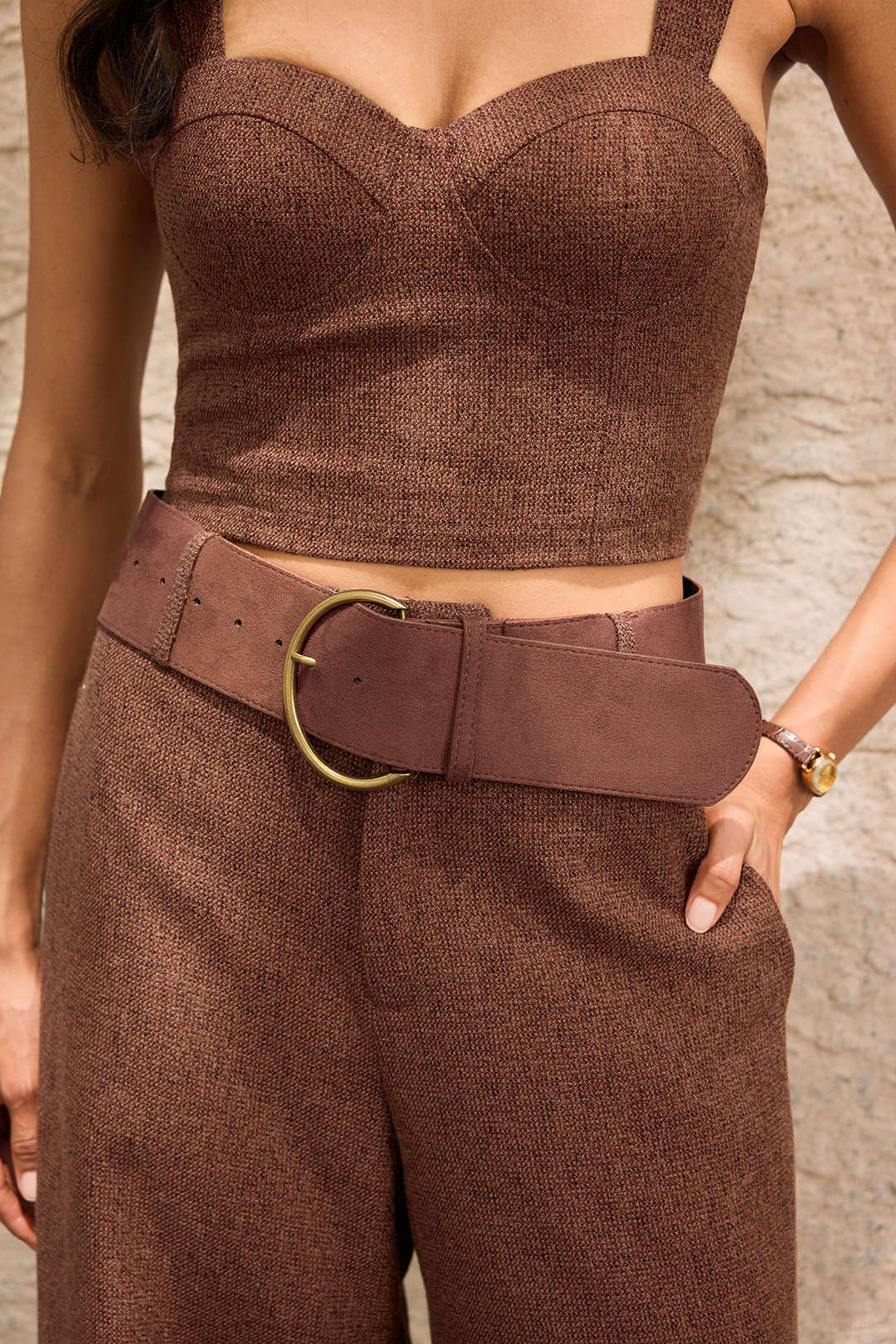 Yasmin - Broek met riem en rechte pijp