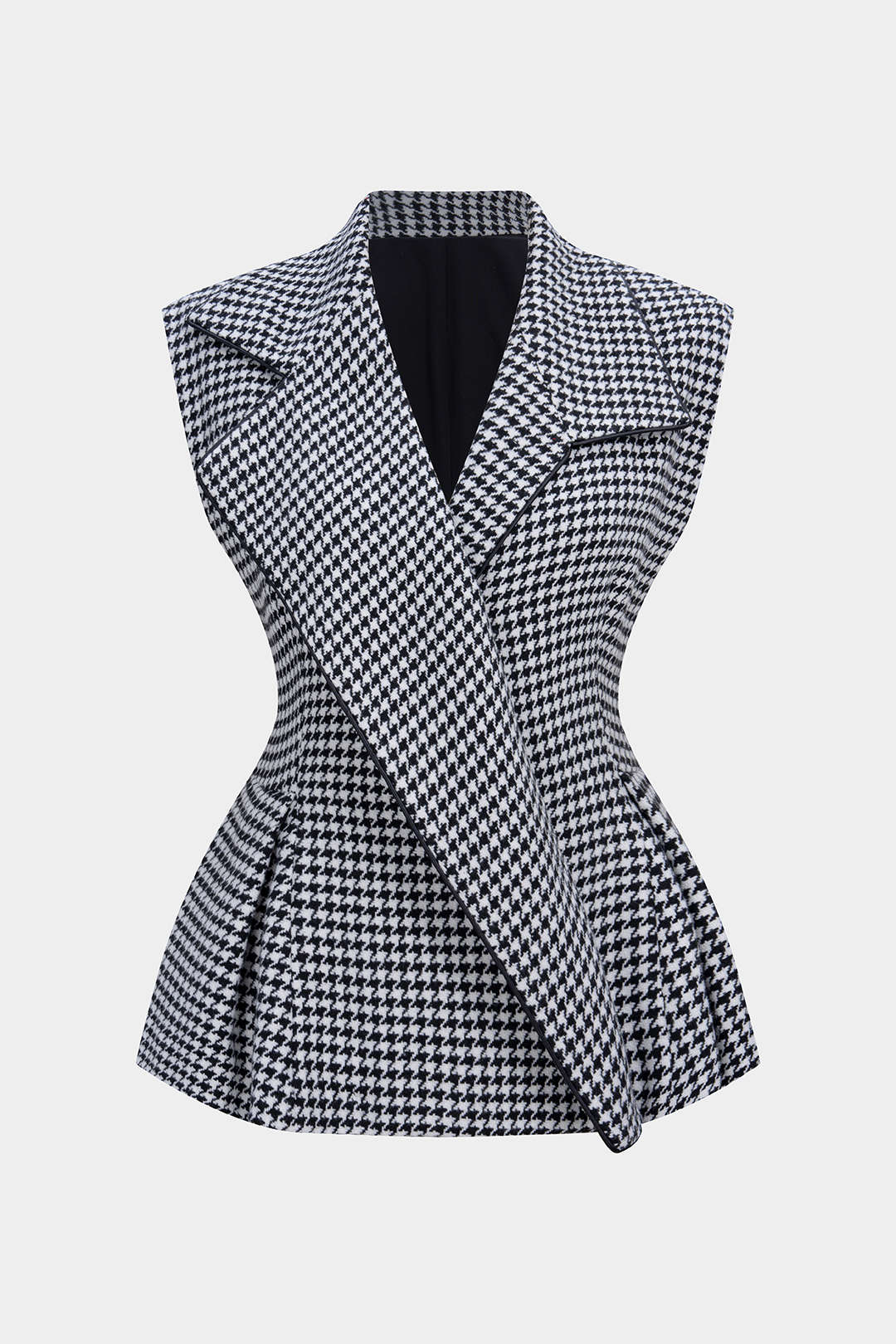Pied-de-poule tweed gilet met reverskraag