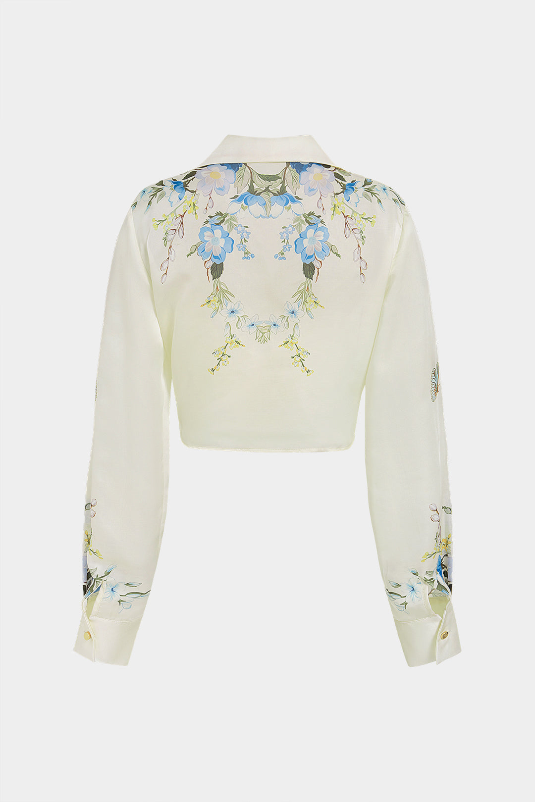 Bloemenprint metallic blouse met knoopjes en knoopdetail
