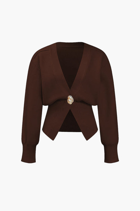 V-neck cardigan sweater