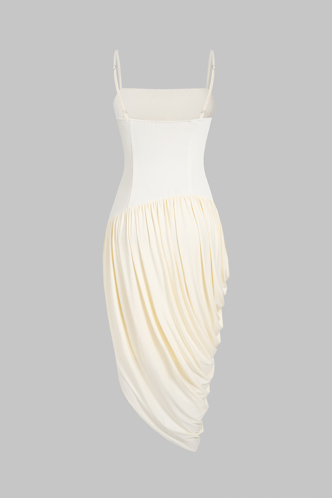 Gwen - Asymmetrische mouwloze midijurk met ruches