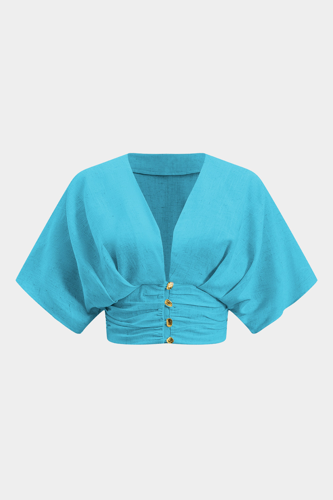 Linnen metallic blouse met korte mouwen