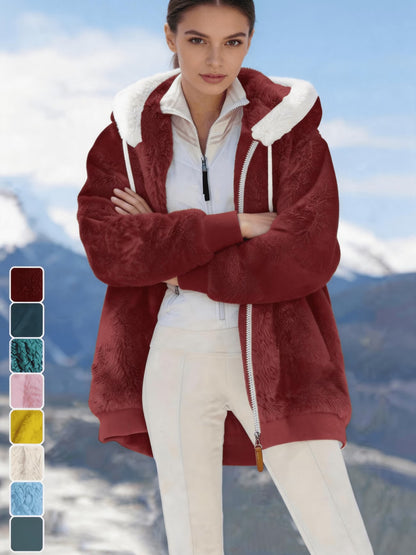 Fleece Jacket with Hood and Zipper