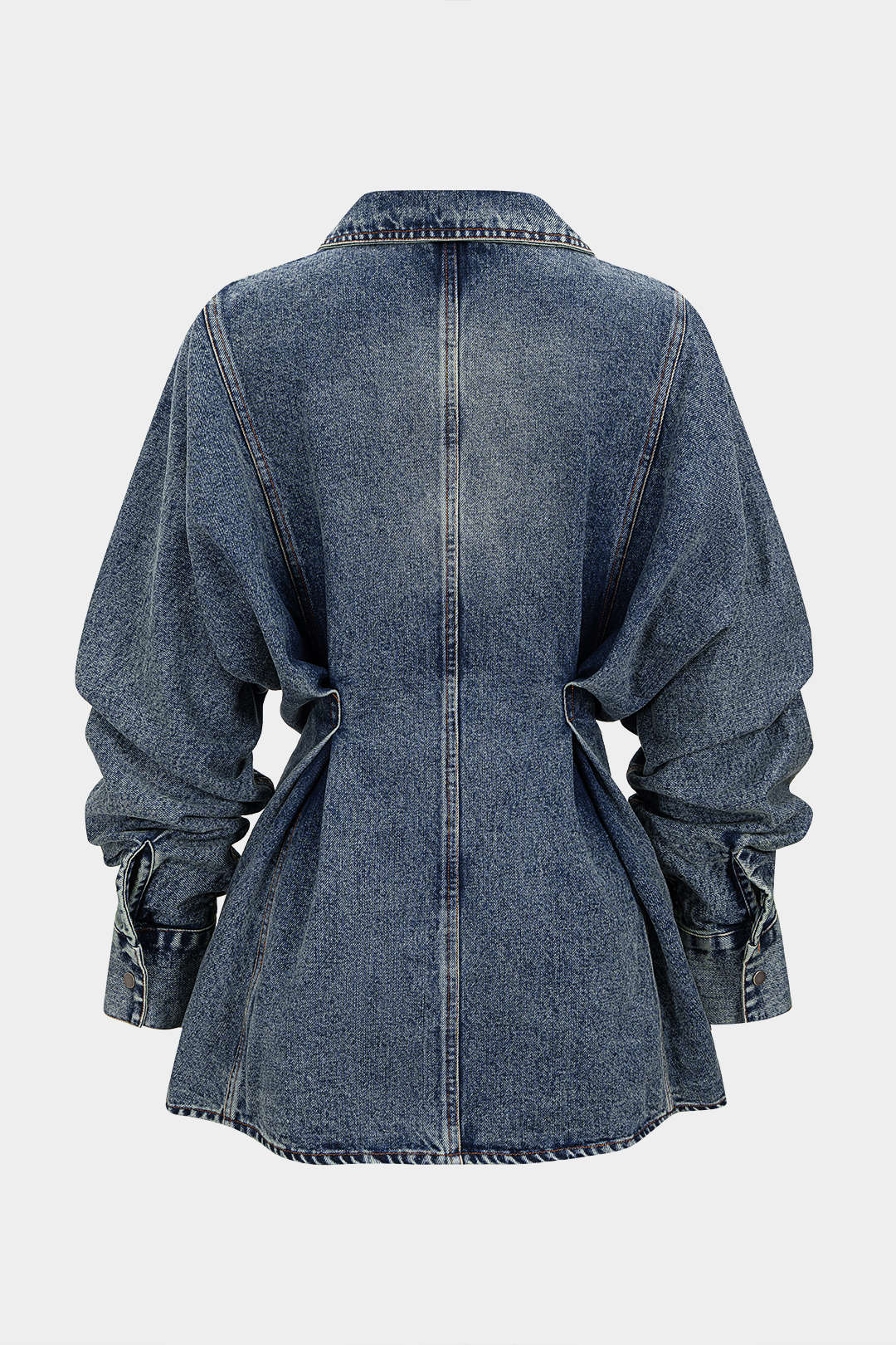 Denim item met revers en lange mouwen