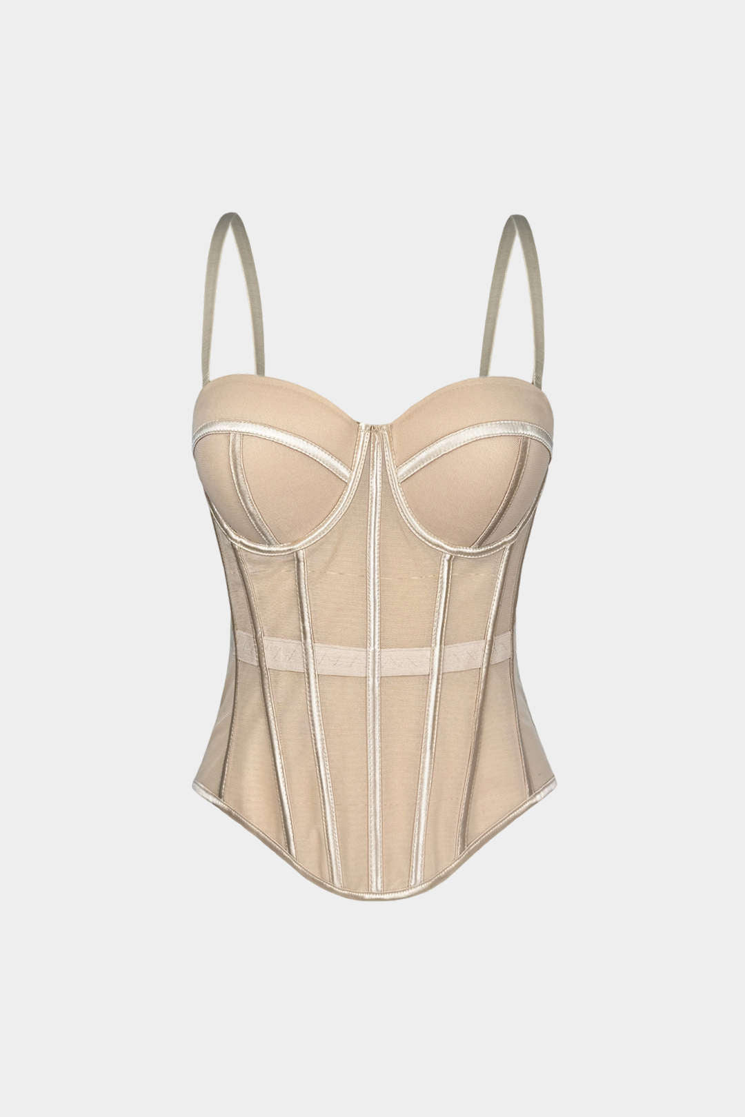 Mesh top met spaghettibandjes