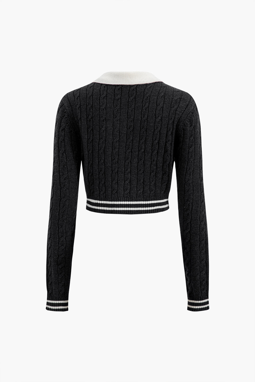 Gebreide colorblock top met knoopjes, zakken en lange mouwen