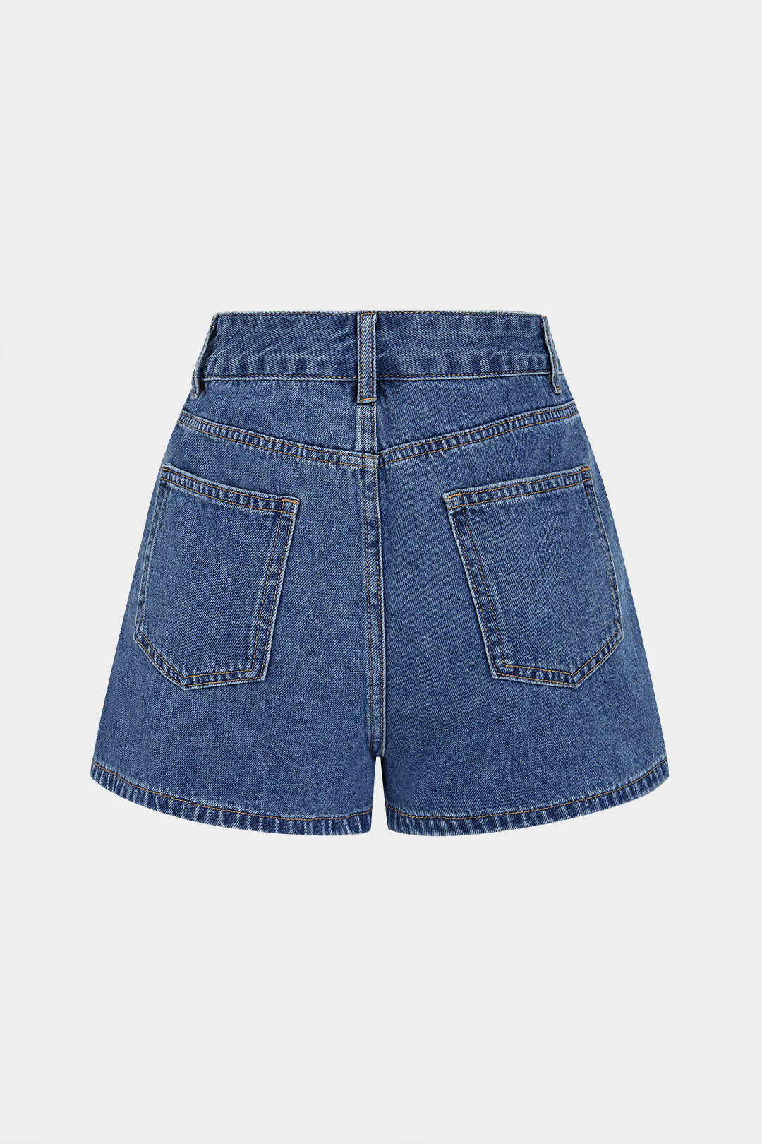 Paula - Denim asymmetrische short met knoopjes
