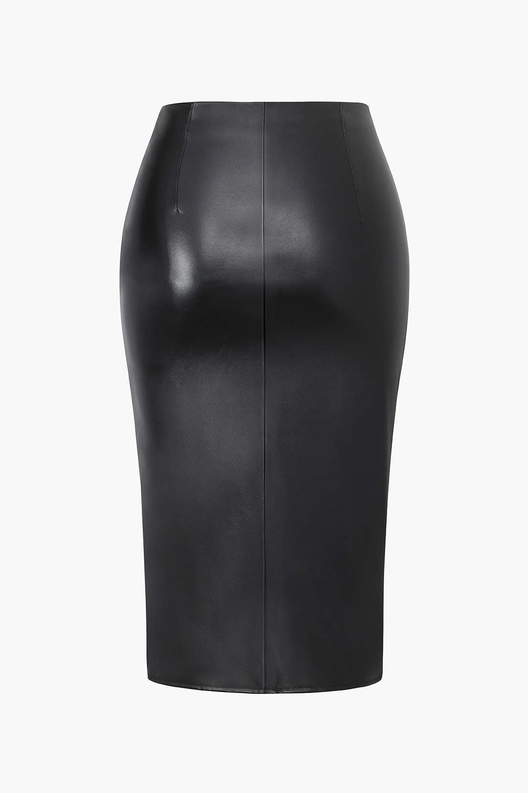 Leren-look rok met ruches en rits