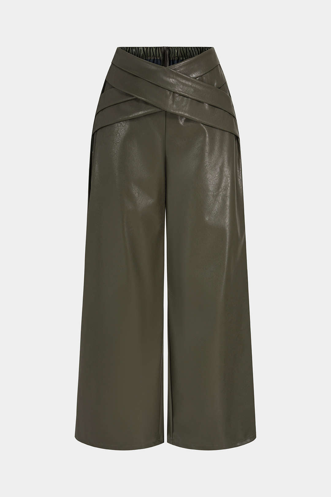 Leren-look broek met hoge taille