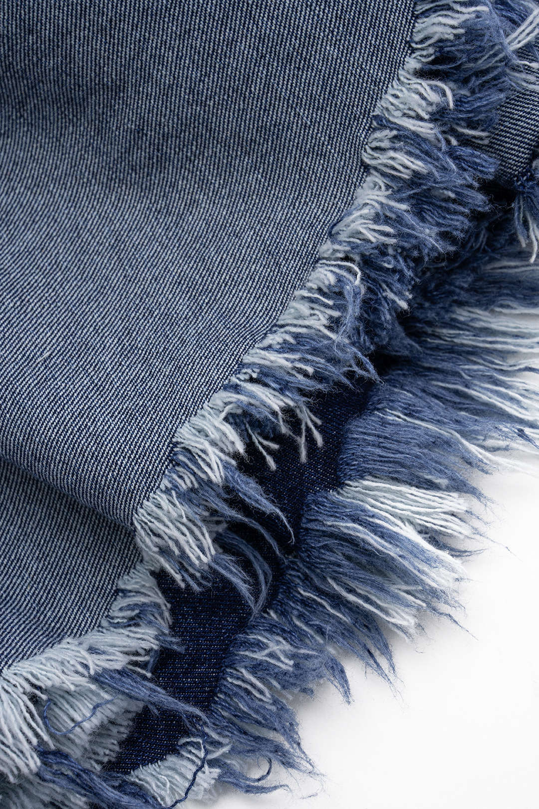 Denim ripped rok met rafelrand