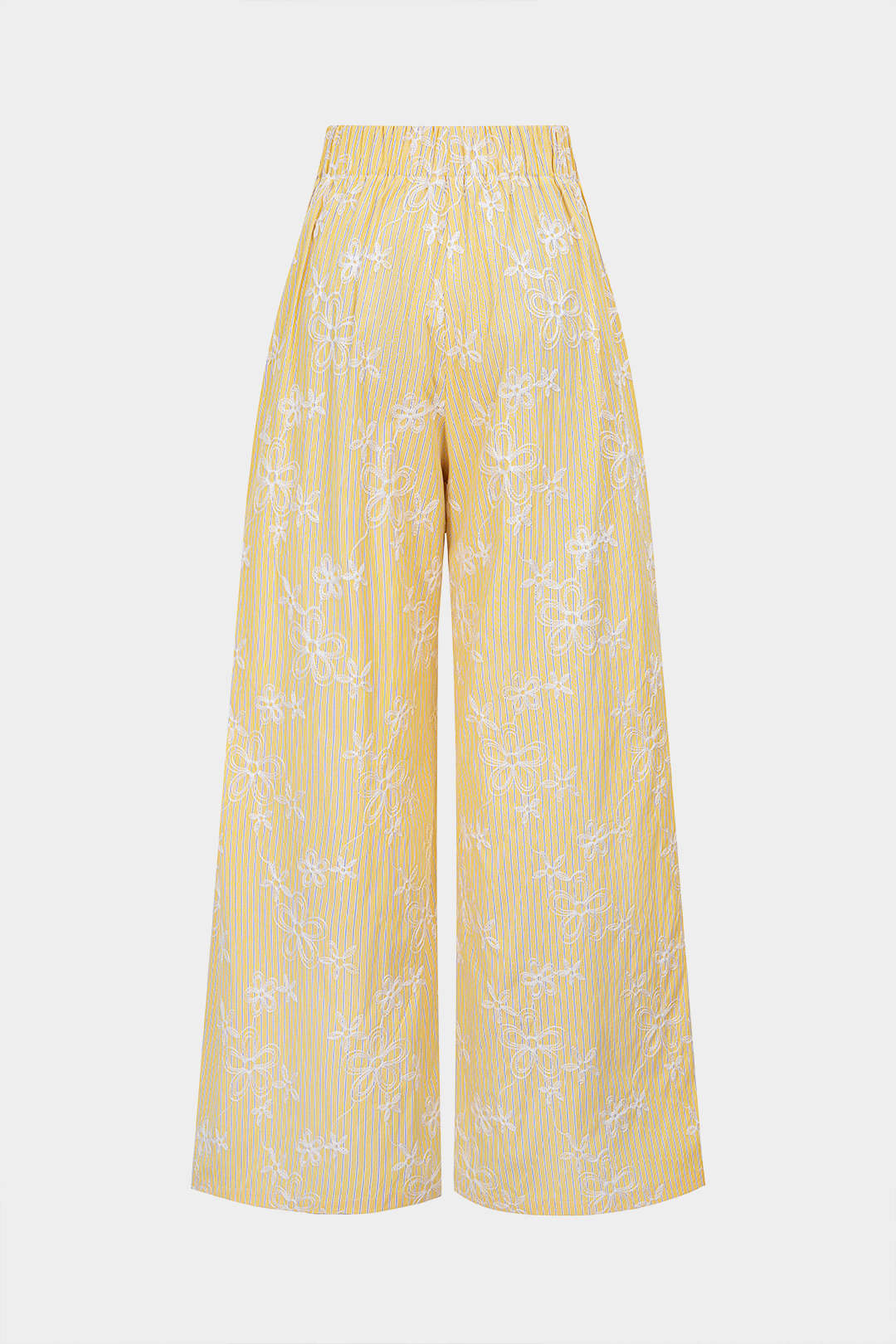 Gestreepte bloemenprint broek met smokwerk en knoopjes