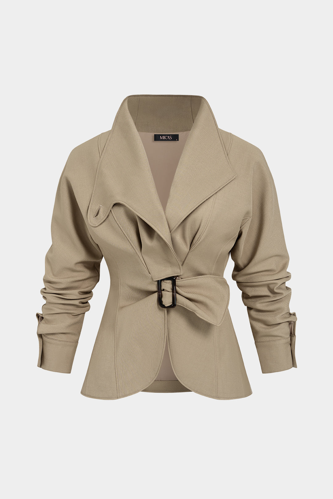 Blazer met revers, ruches en gesp