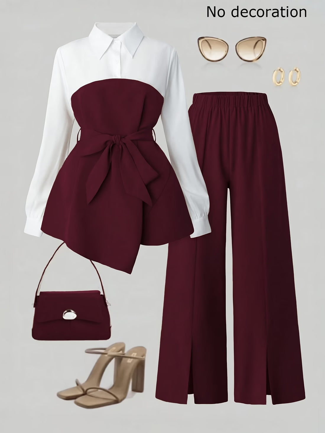 Stylish Two-Piece Blazer Set with Wide-Leg Trousers