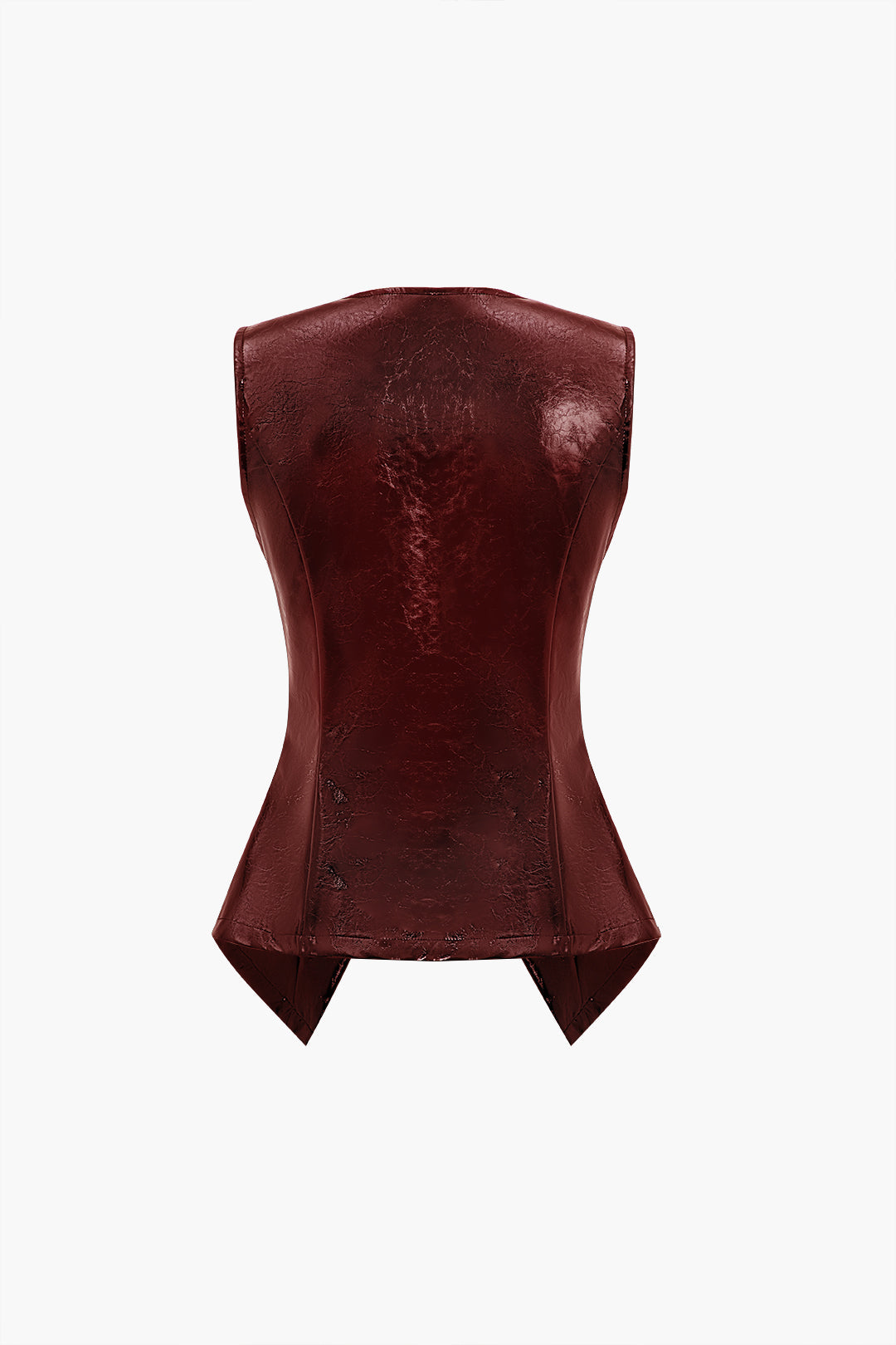 Effen leren-look gilet met knoopjes