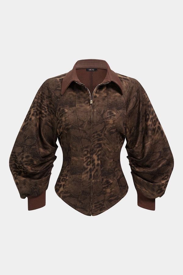 Luipaardprint sweater met rits