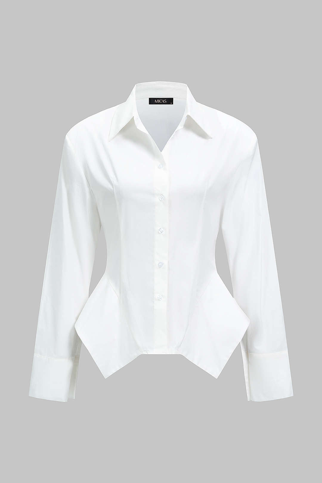 Effen blouse met revers en lange mouwen