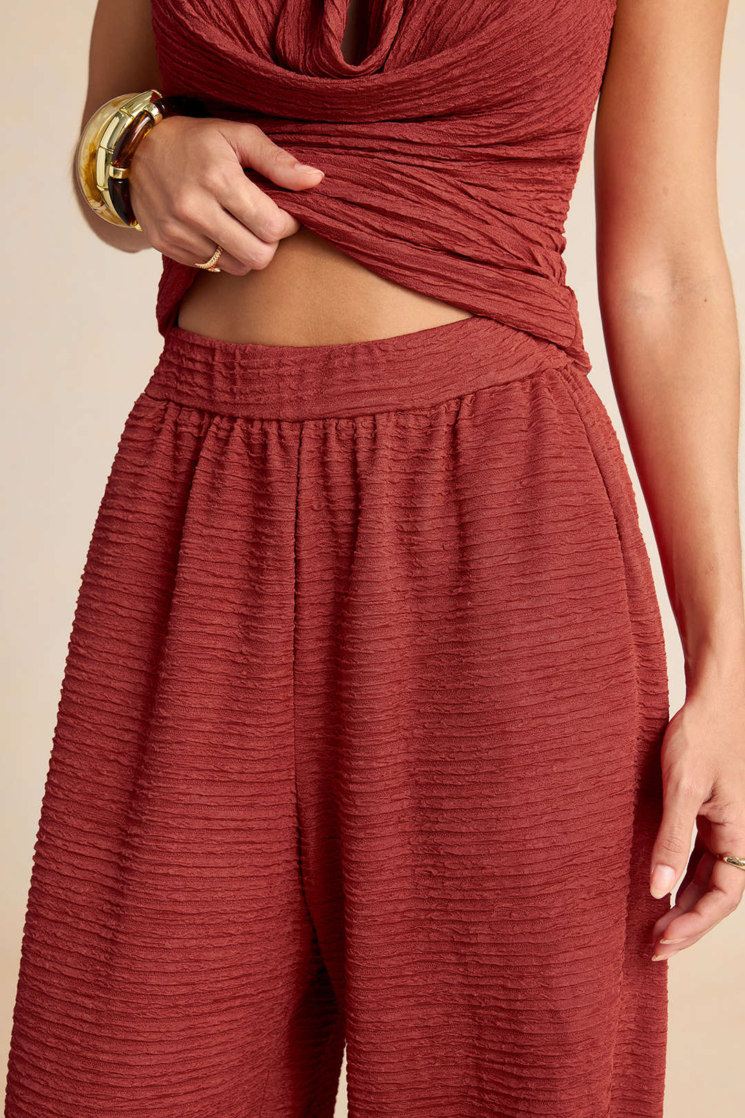 Gestructureerde set met tanktop en broek