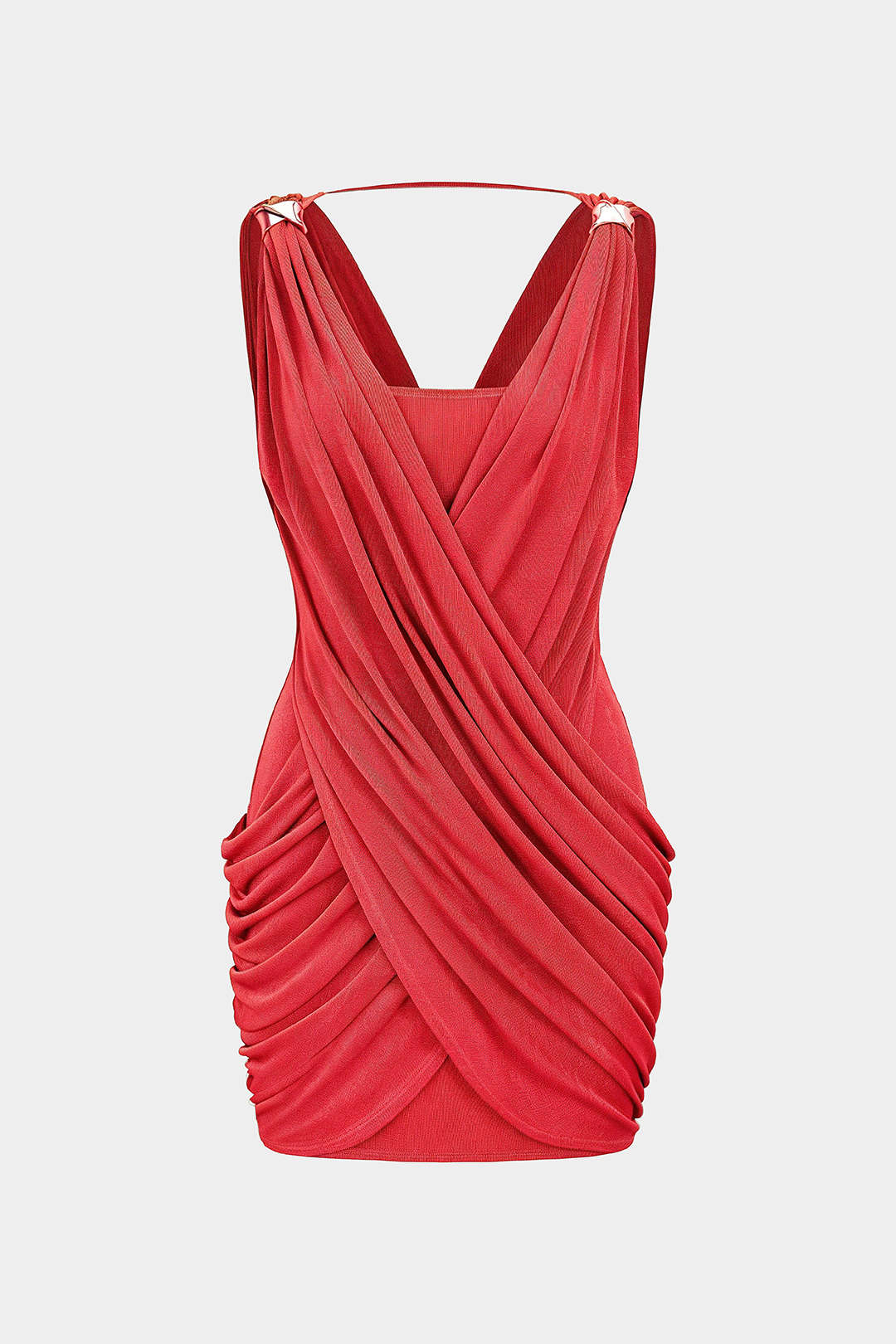 Maud - Metallic mouwloze minijurk met V-hals en ruches