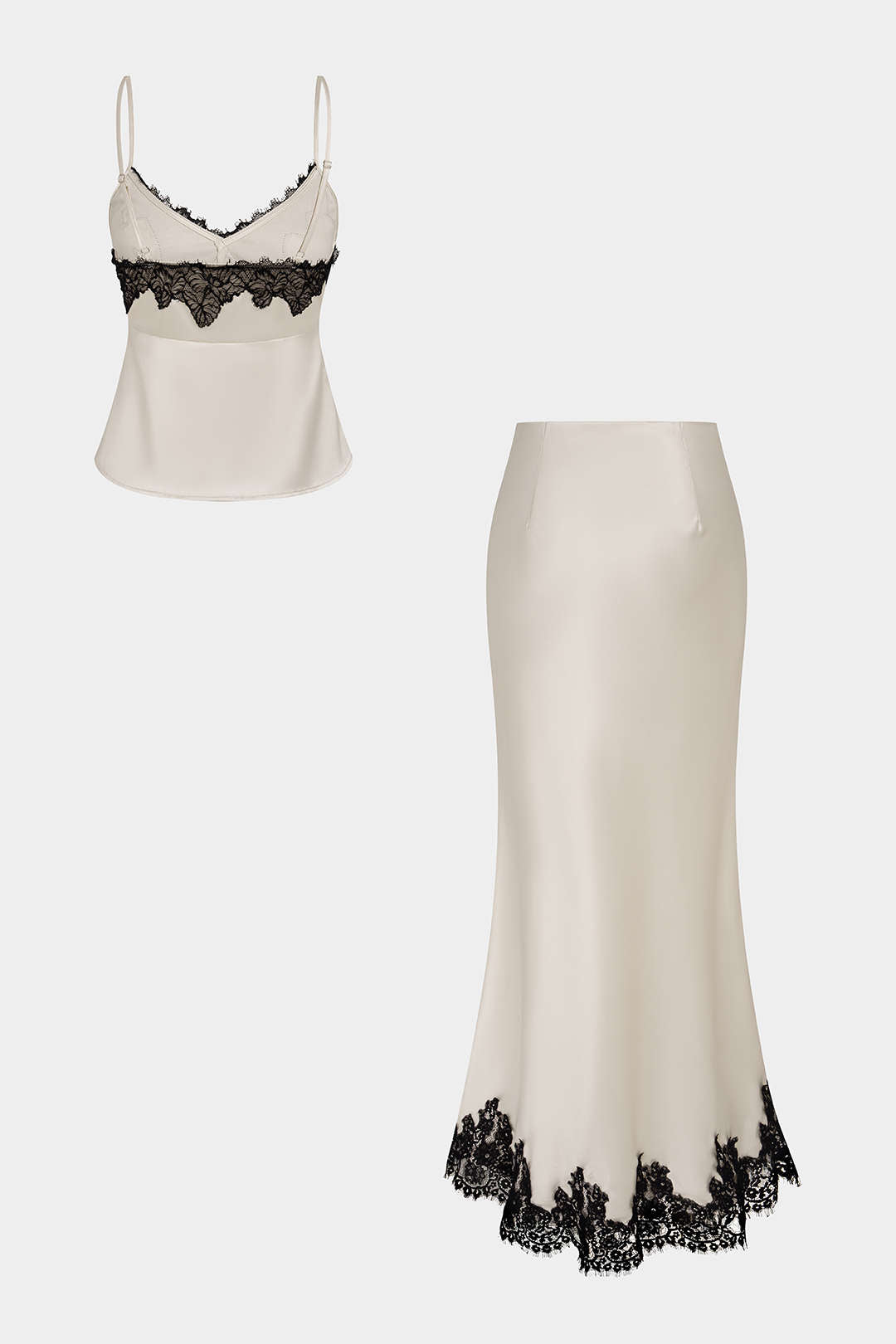 Wende - Satijnen set met top en rok