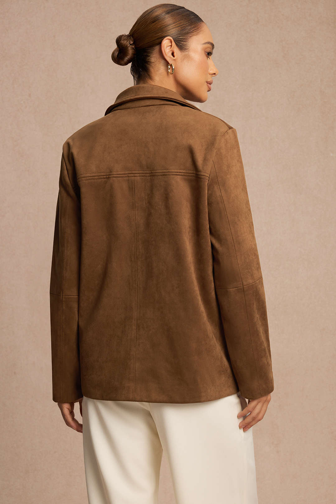 Suède blazer met reverskraag