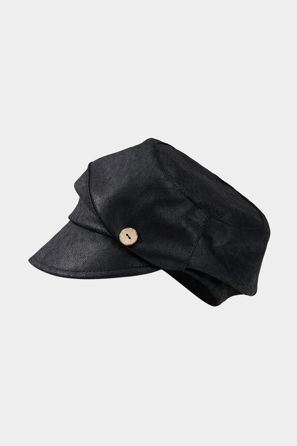 Leren-look baret