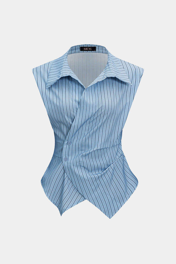 Gestreepte tanktop met ruches