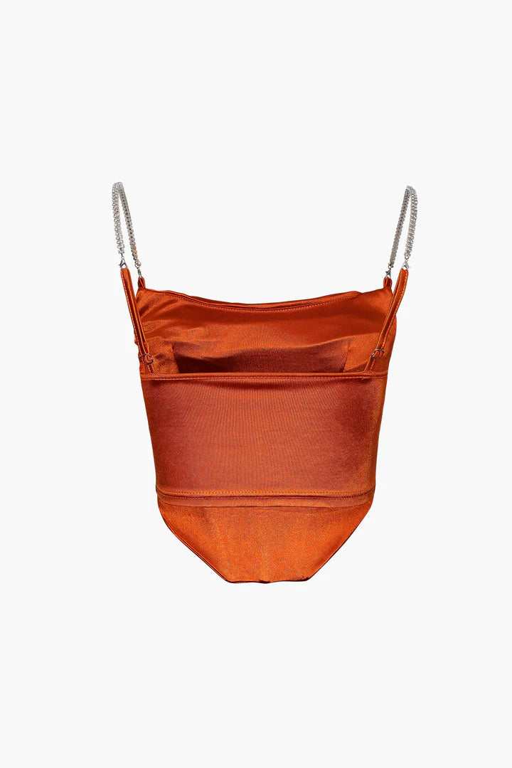Satin draped corset top