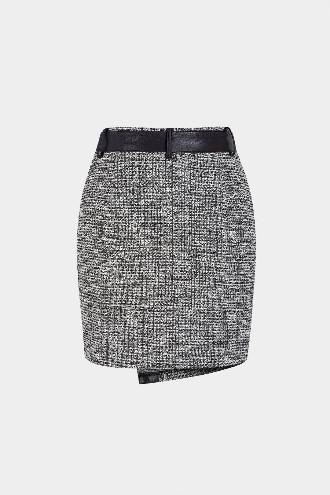 Leren-look patchwork minirok met riem