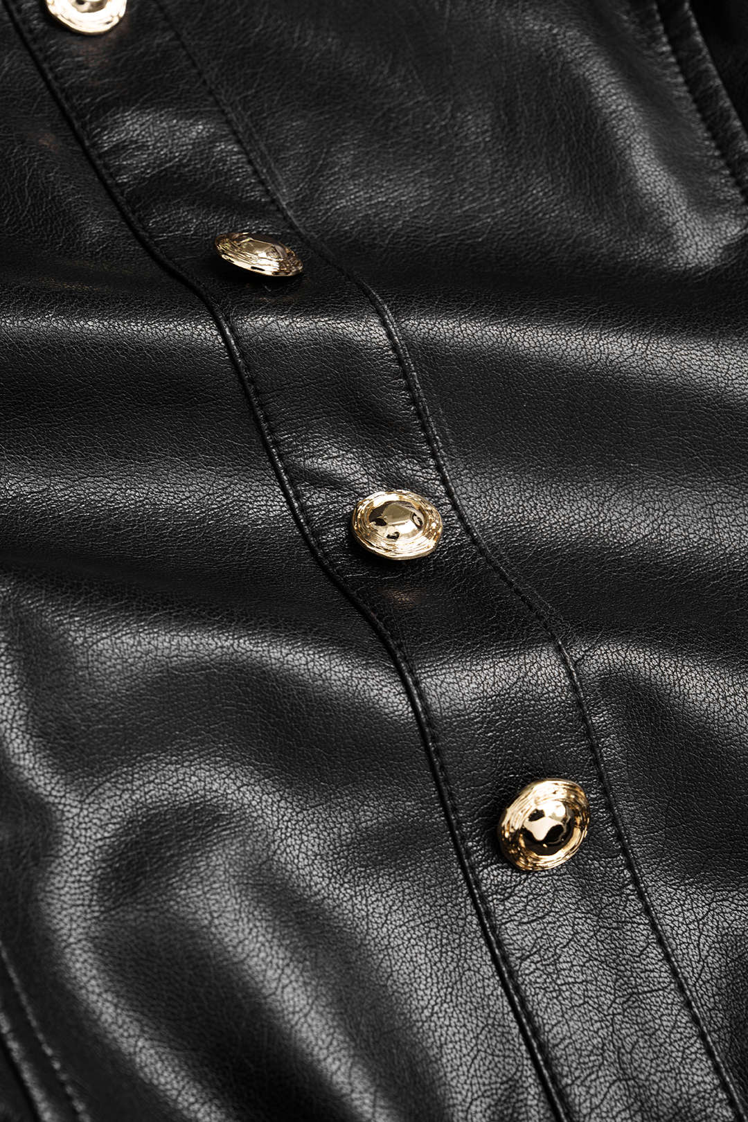 Leren-look metallic midijurk met knoopjes