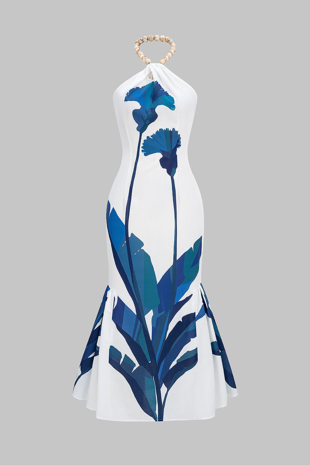Bloemenprint mouwloze maxijurk met halternek