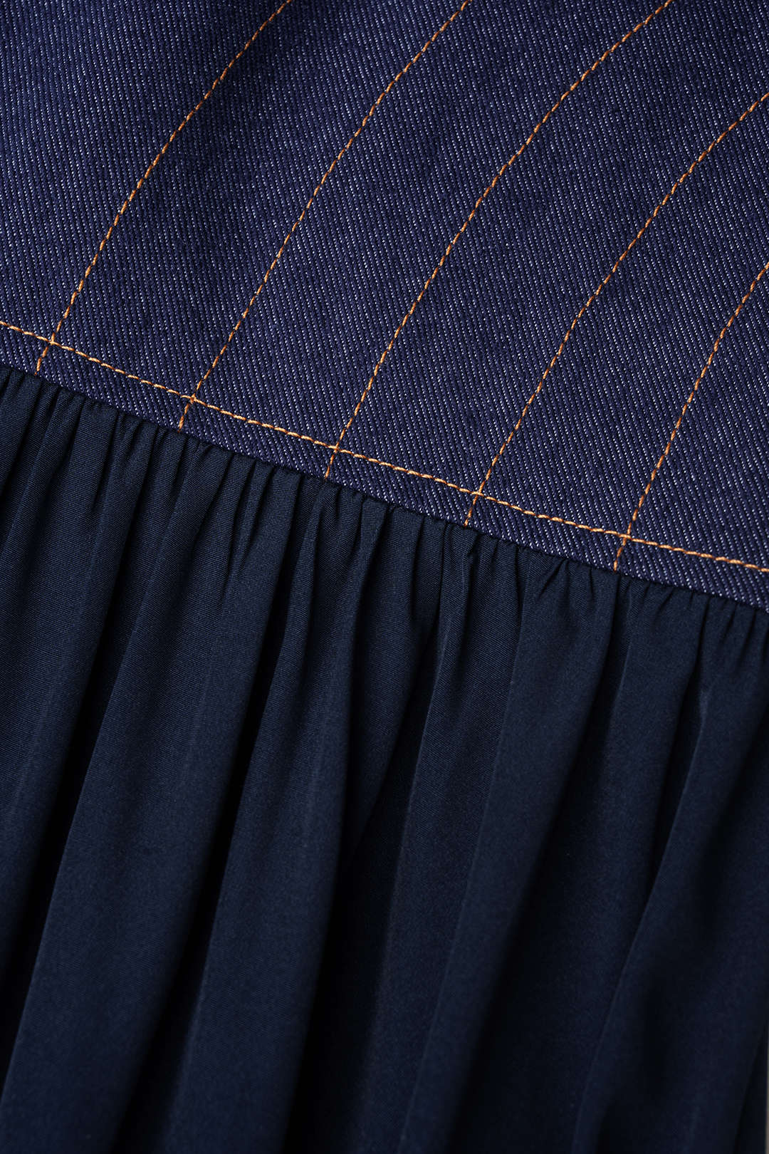 Denim patchwork midirok met A-lijn