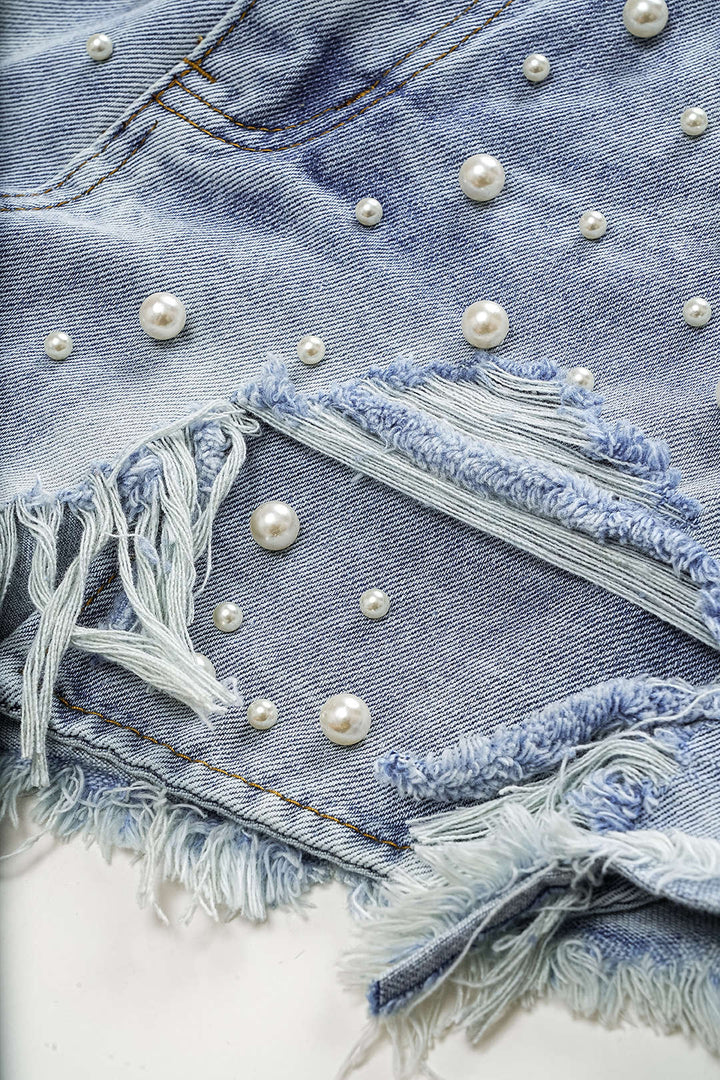 Shorts met hoge taille en kralen