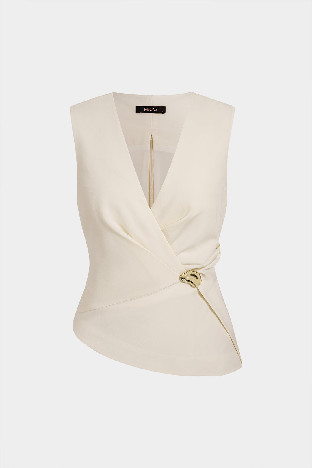 Lotte - Metallic asymmetrische tanktop met ruches