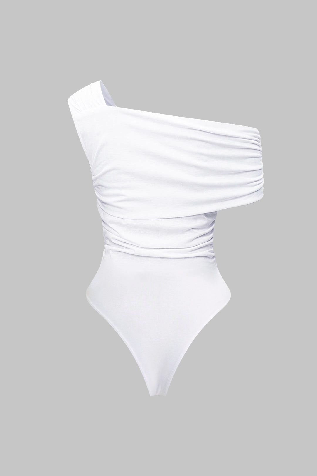 Asymmetrische mouwloze body met één schouder en ruches