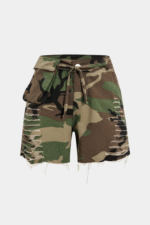 Camouflage short met cargozakken