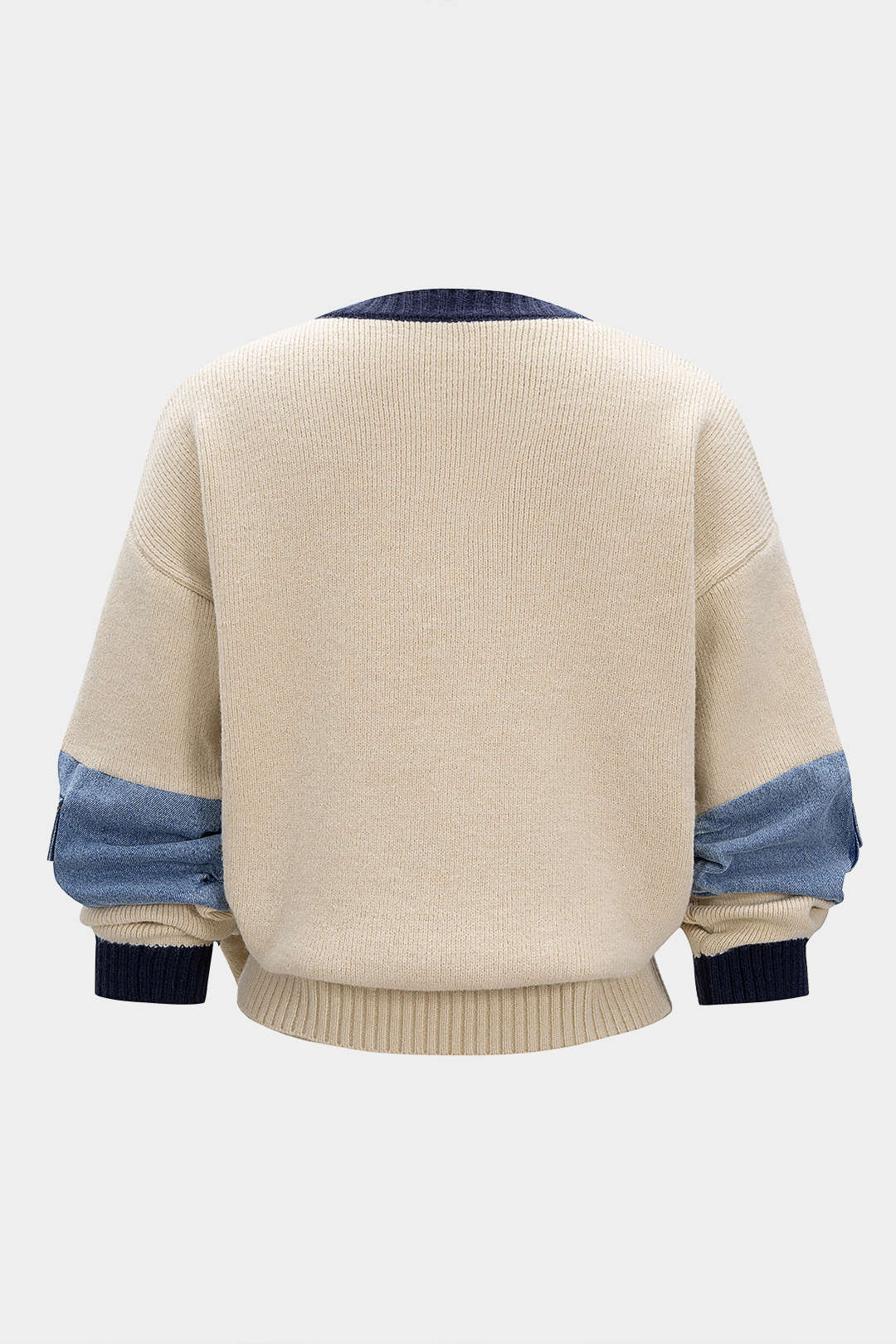 Gebreide denim top met lange mouwen