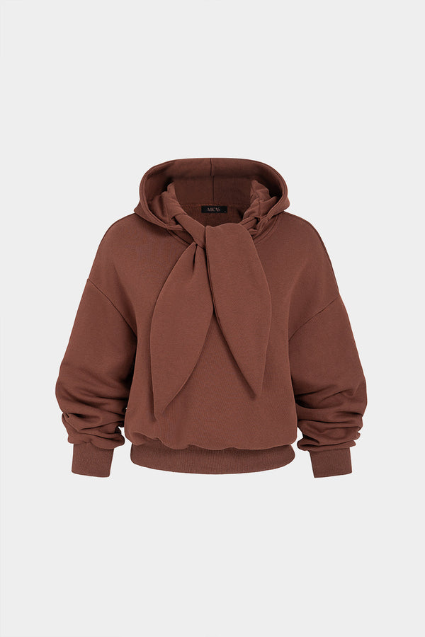 Effen hoodie met knoopdetail en lange mouwen