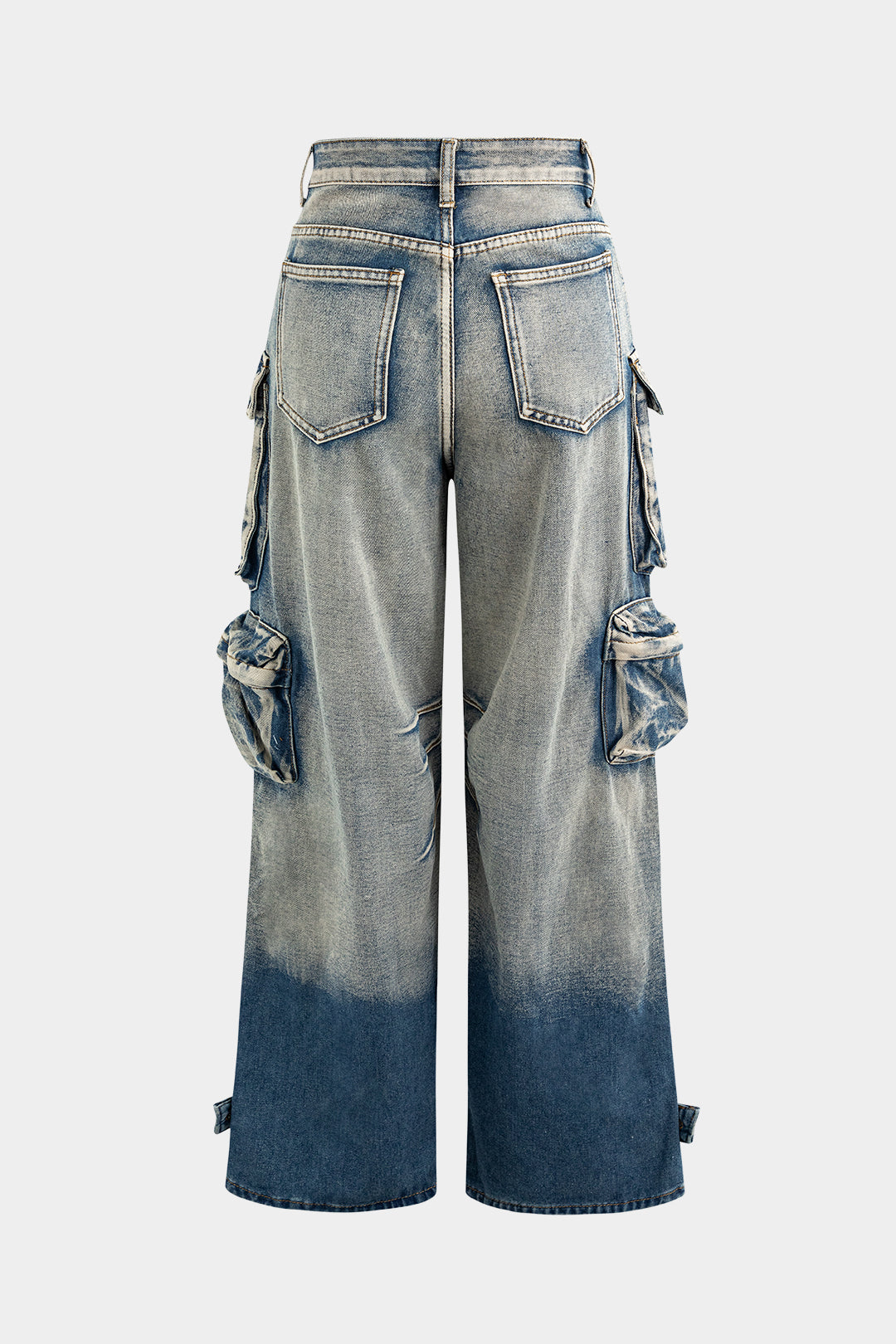 Gaia - Jeans met zakken, wijde pijpen en cargozakken