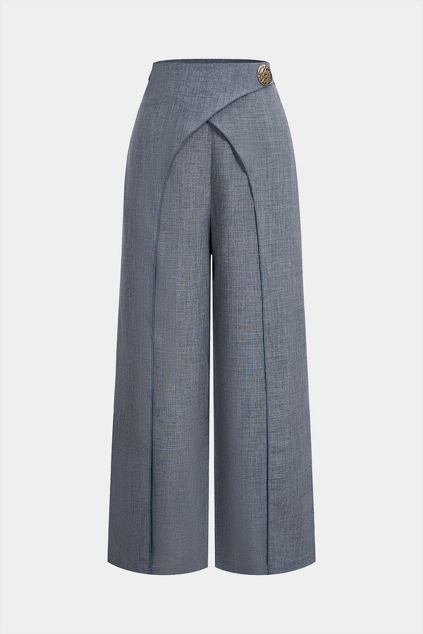 Metallic broek met hoge taille en rechte pijp