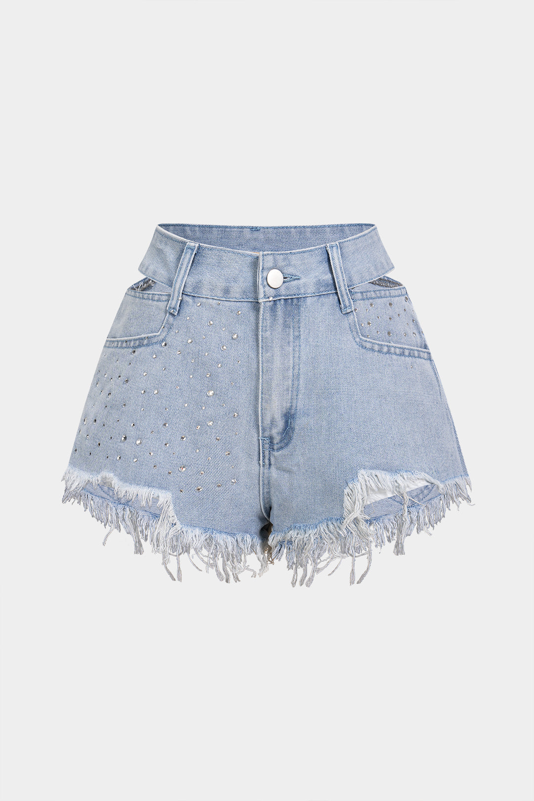 Denim ripped short met uitsnijding en zakken