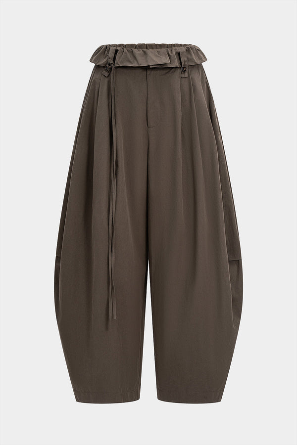 Pantalon met strik en wijde pijpen