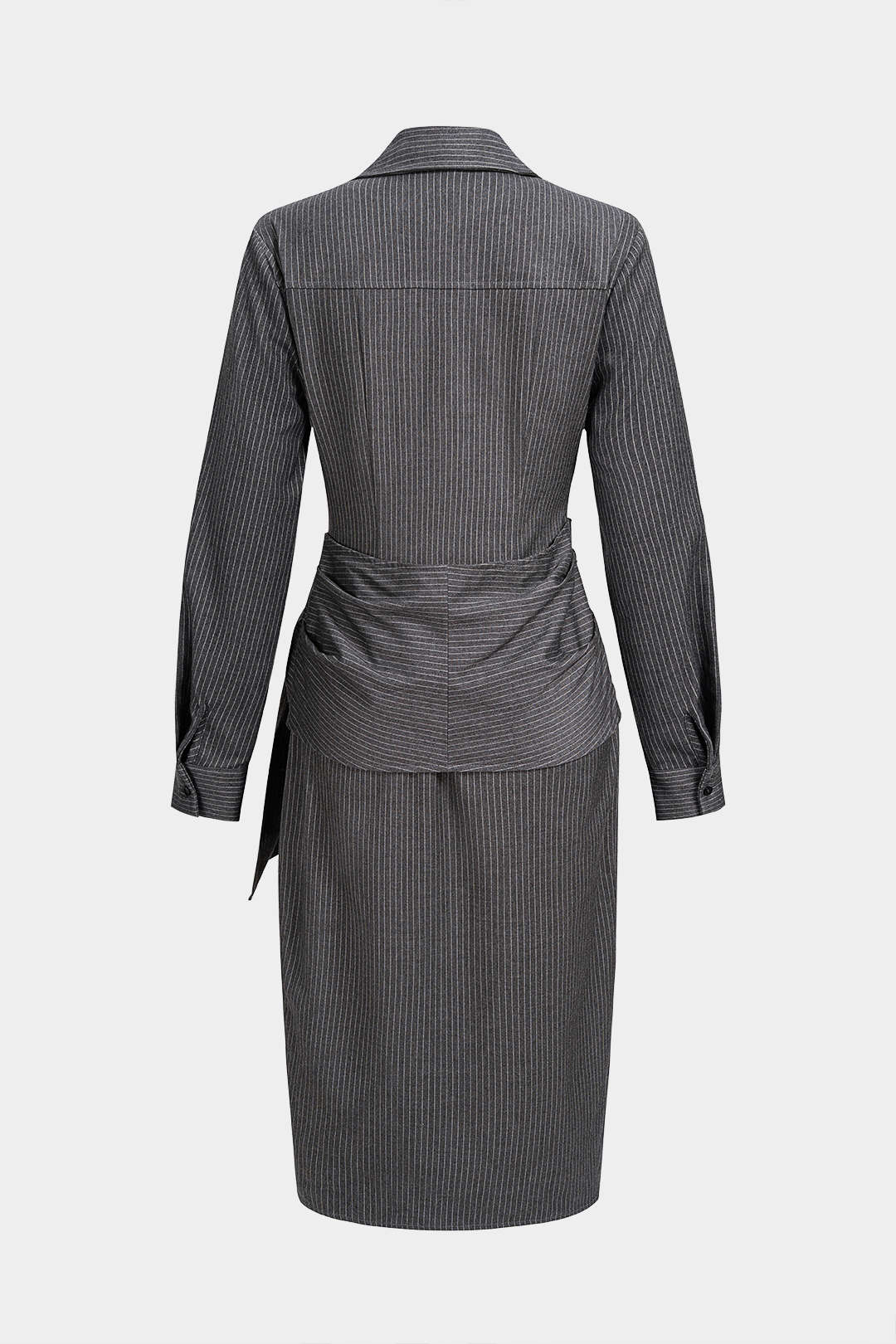 Metallic asymmetrische midijurk met V-hals en ruches