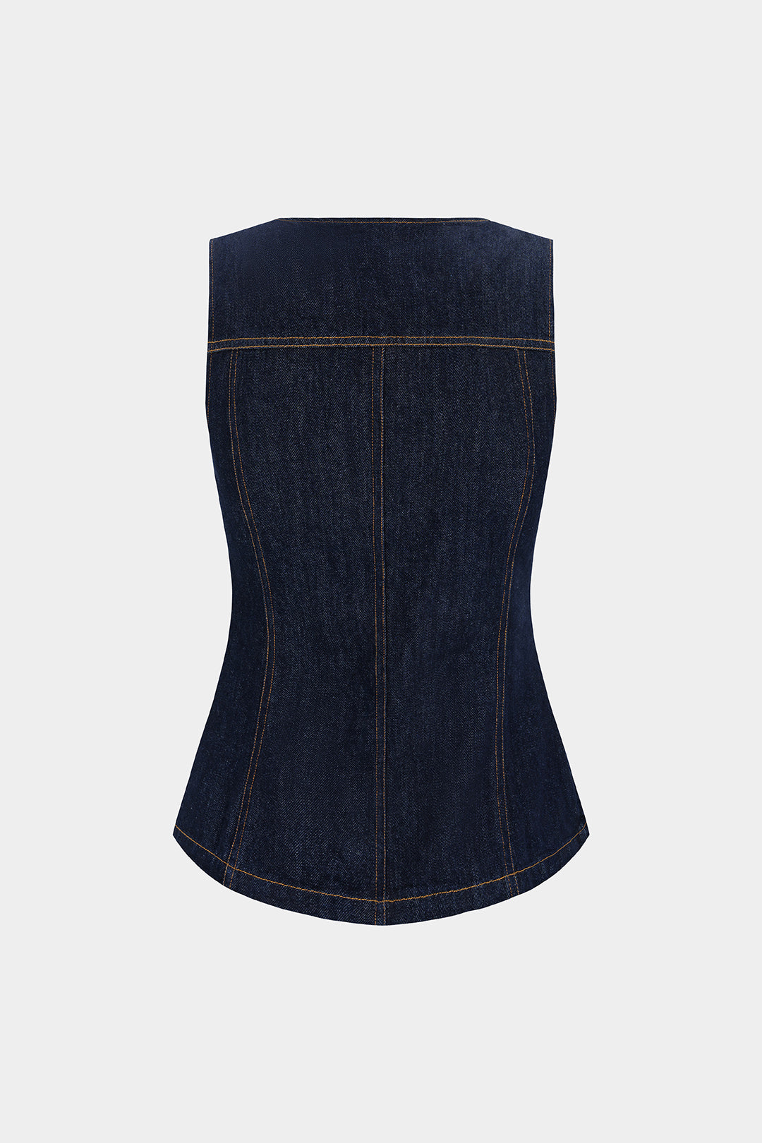 Denim asymmetrische tanktop met ronde hals en knoopjes