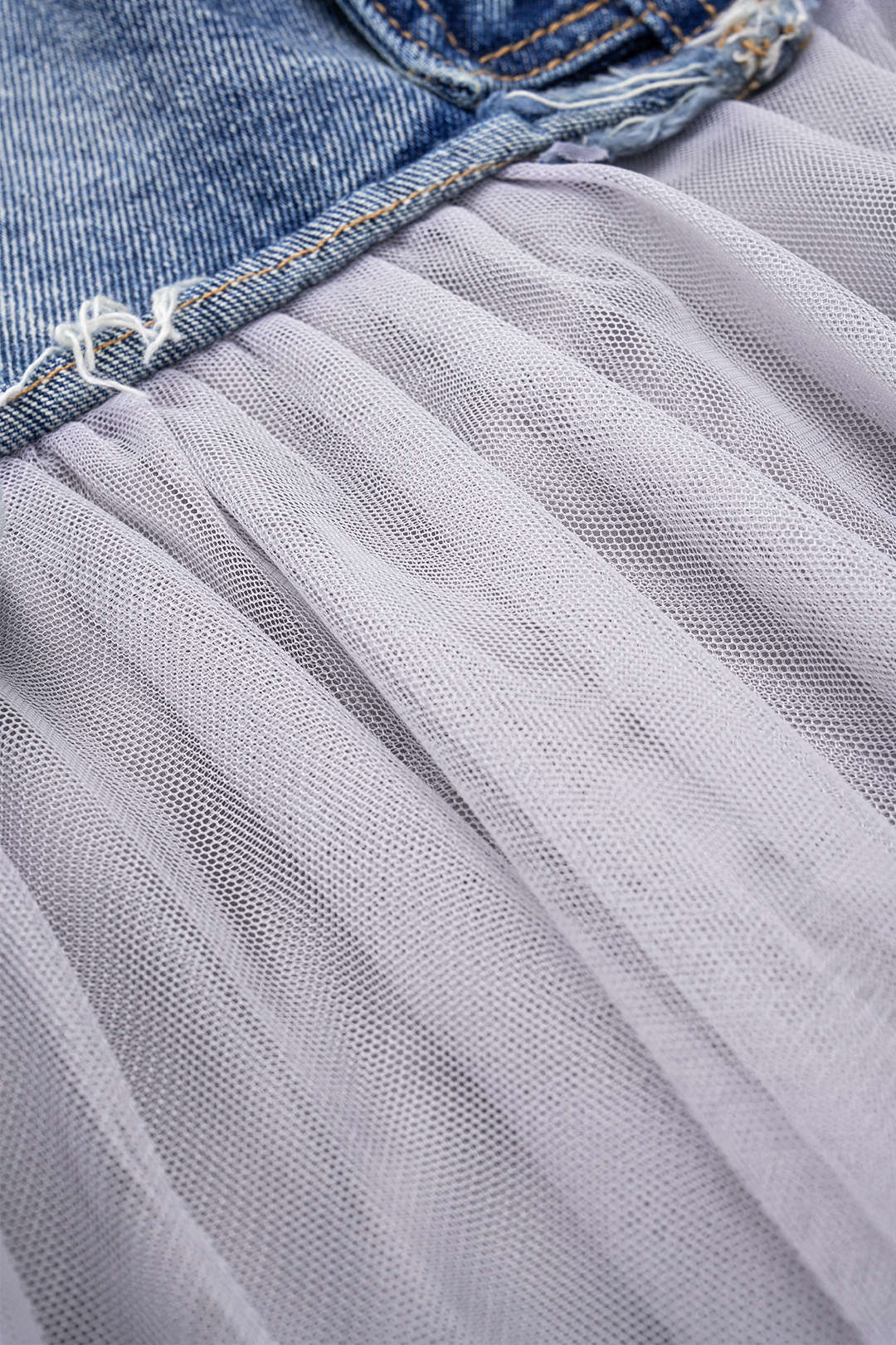 Denim mesh rok met hoge taille