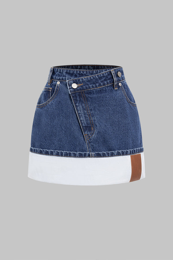 Faye - Denim asymmetrische rok met rits