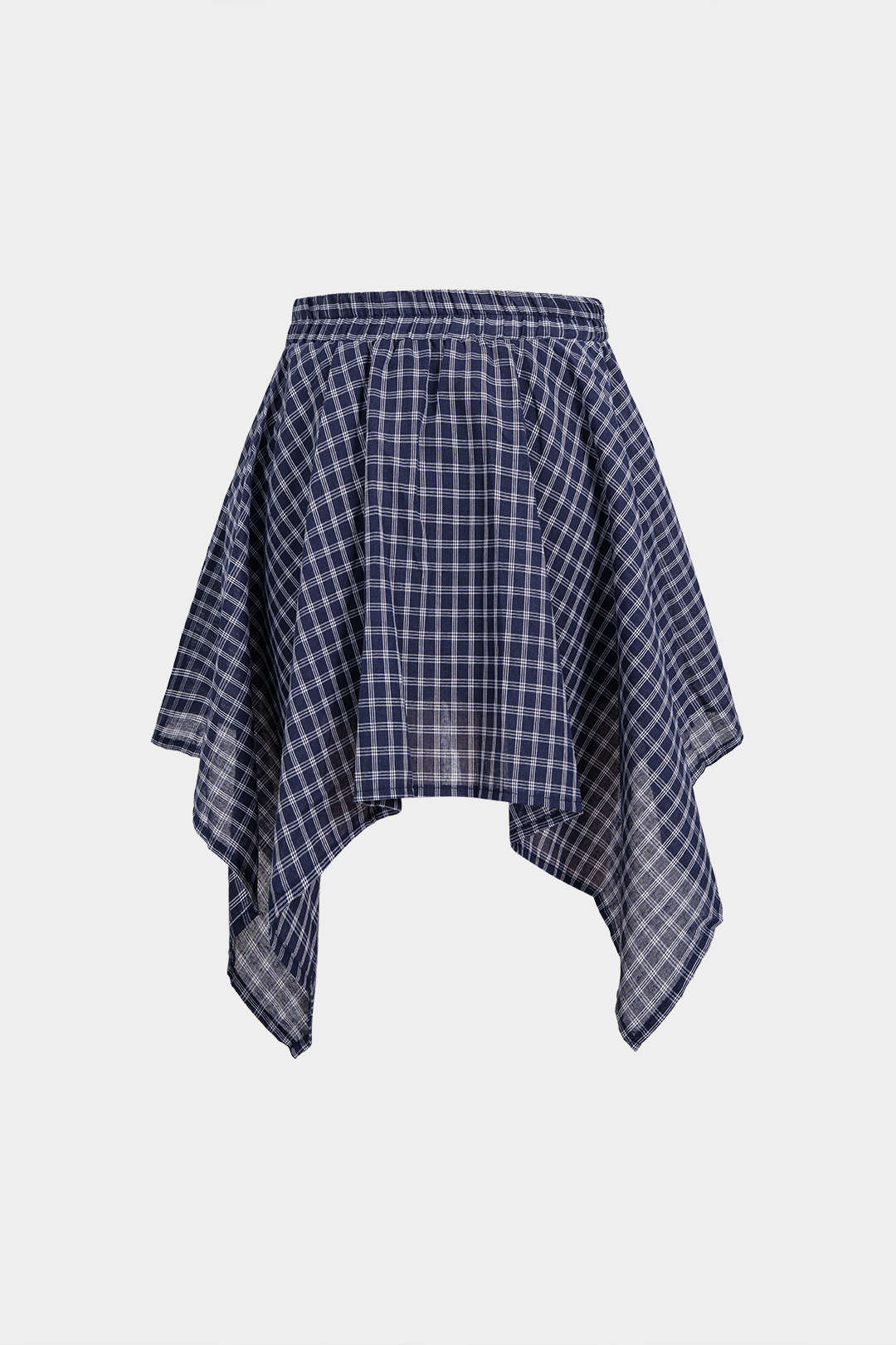 Geruite asymmetrische rok met ruches